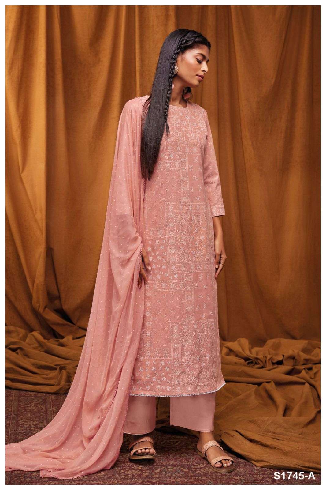 Dayita-1745 By Ganga Fashion 1745-A To 1745-D Series Beautiful Stylish Festive Suits Fancy Colorful Casual Wear & Ethnic Wear & Ready To Wear Cotton Embroidered Dresses At Wholesale Price