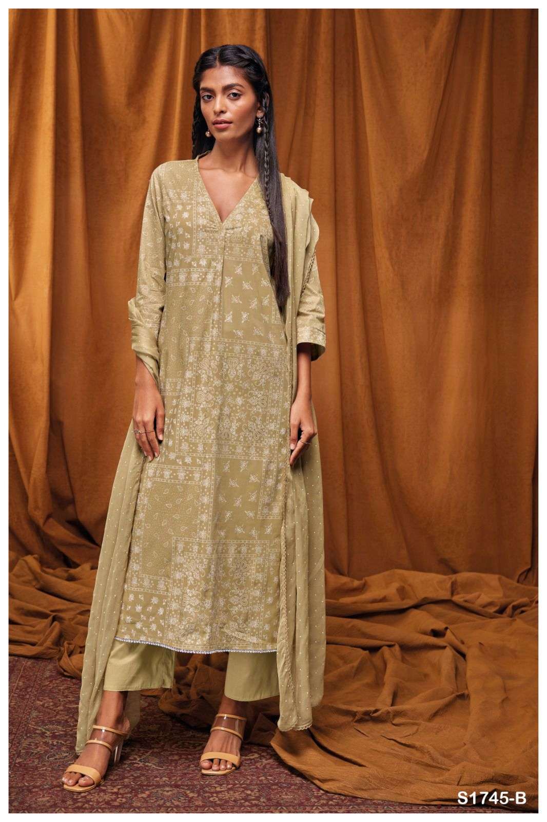Dayita-1745 By Ganga Fashion 1745-A To 1745-D Series Beautiful Stylish Festive Suits Fancy Colorful Casual Wear & Ethnic Wear & Ready To Wear Cotton Embroidered Dresses At Wholesale Price