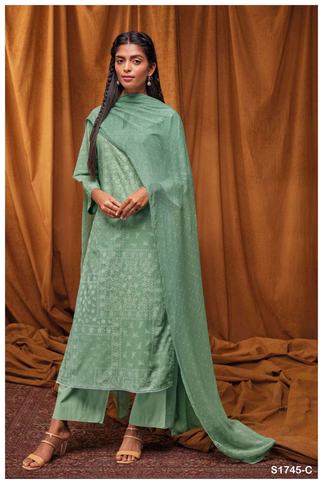 Dayita-1745 By Ganga Fashion 1745-A To 1745-D Series Beautiful Stylish Festive Suits Fancy Colorful Casual Wear & Ethnic Wear & Ready To Wear Cotton Embroidered Dresses At Wholesale Price