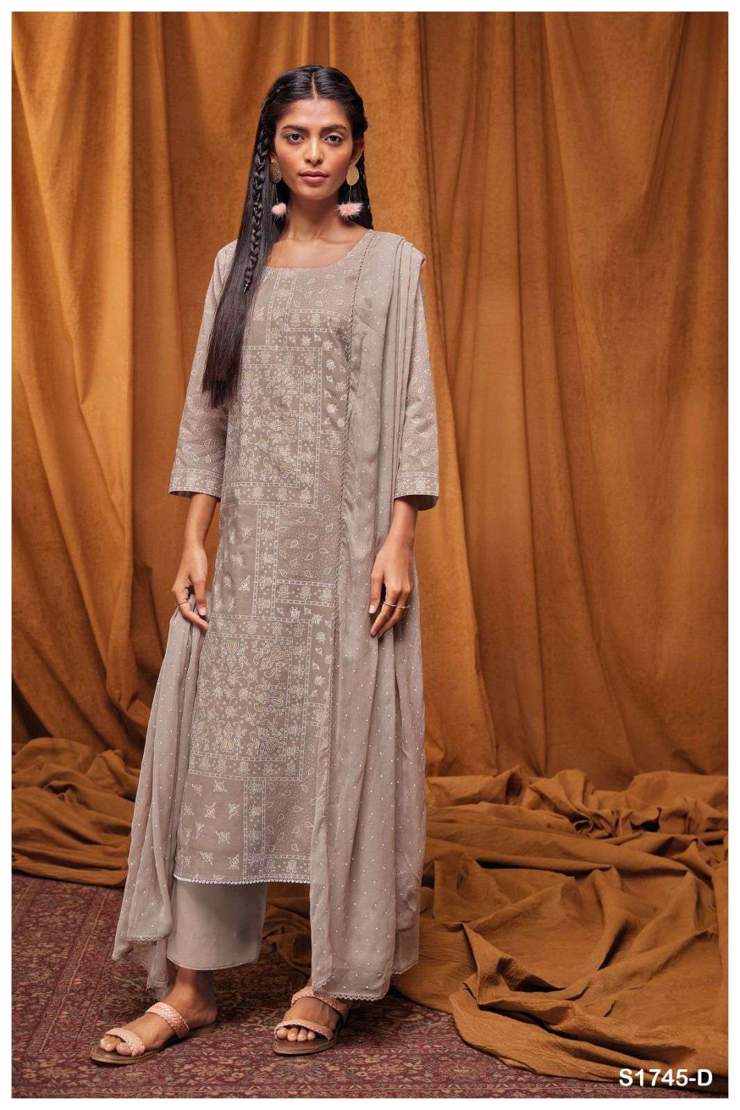 Dayita-1745 By Ganga Fashion 1745-A To 1745-D Series Beautiful Stylish Festive Suits Fancy Colorful Casual Wear & Ethnic Wear & Ready To Wear Cotton Embroidered Dresses At Wholesale Price