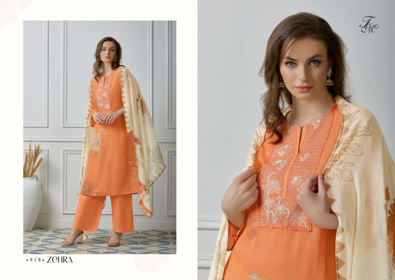 Zehra By T And M Designer Studio Beautiful Stylish Festive Suits Fancy Colorful Casual Wear & Ethnic Wear & Ready To Wear Pure Linen Dresses At Wholesale Price