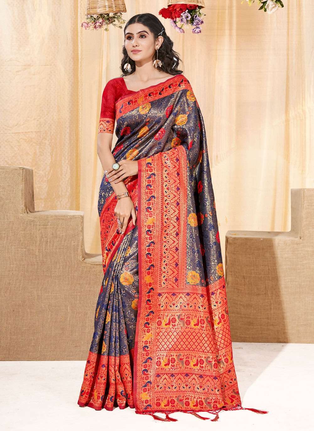 Karigiri By Bunawat 1001 To 1006 Series Indian Traditional Wear Collection Beautiful Stylish Fancy Colorful Party Wear & Occasional Wear Kanjivaram Silk Sarees At Wholesale Price