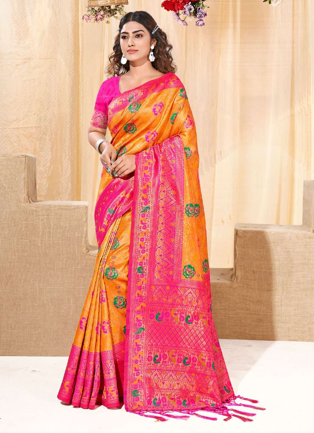 Karigiri By Bunawat 1001 To 1006 Series Indian Traditional Wear Collection Beautiful Stylish Fancy Colorful Party Wear & Occasional Wear Kanjivaram Silk Sarees At Wholesale Price