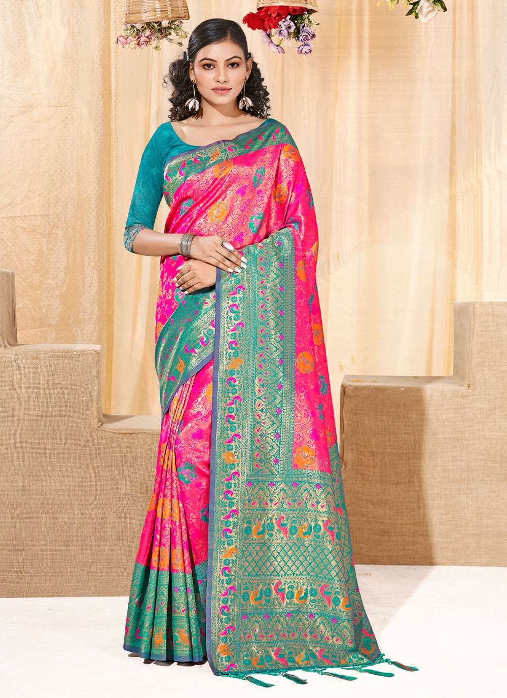 Karigiri By Bunawat 1001 To 1006 Series Indian Traditional Wear Collection Beautiful Stylish Fancy Colorful Party Wear & Occasional Wear Kanjivaram Silk Sarees At Wholesale Price