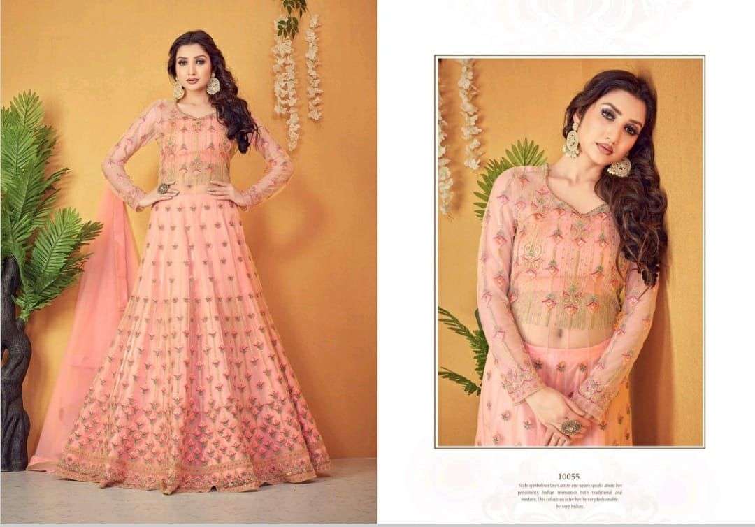 Aroos The Bride By Rama 10054 To 10057 Series Beautiful Stylish Fancy Colorful Casual Wear & Ethnic Wear Heavy Net Gowns With Dupatta At Wholesale Price