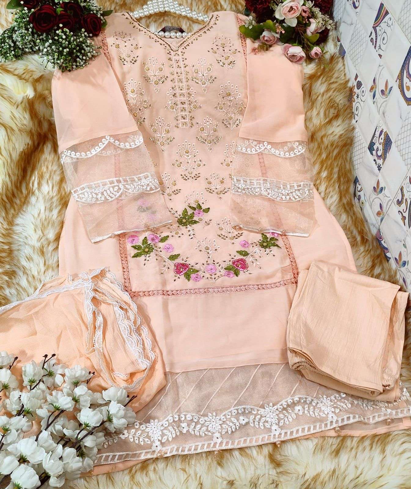 open lace back dress LAAM LUXURY ORGANZA EMBROIDERED 3