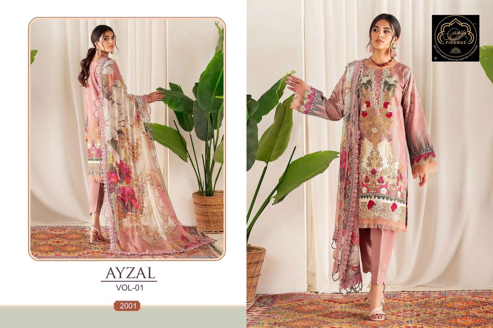 Ayzal Vol-1 By Firdous 2001 To 2003 Series Pakistani Suits Beautiful Fancy Colorful Stylish Party Wear & Occasional Wear Pure Cambric With Embroidery Dresses At Wholesale Price