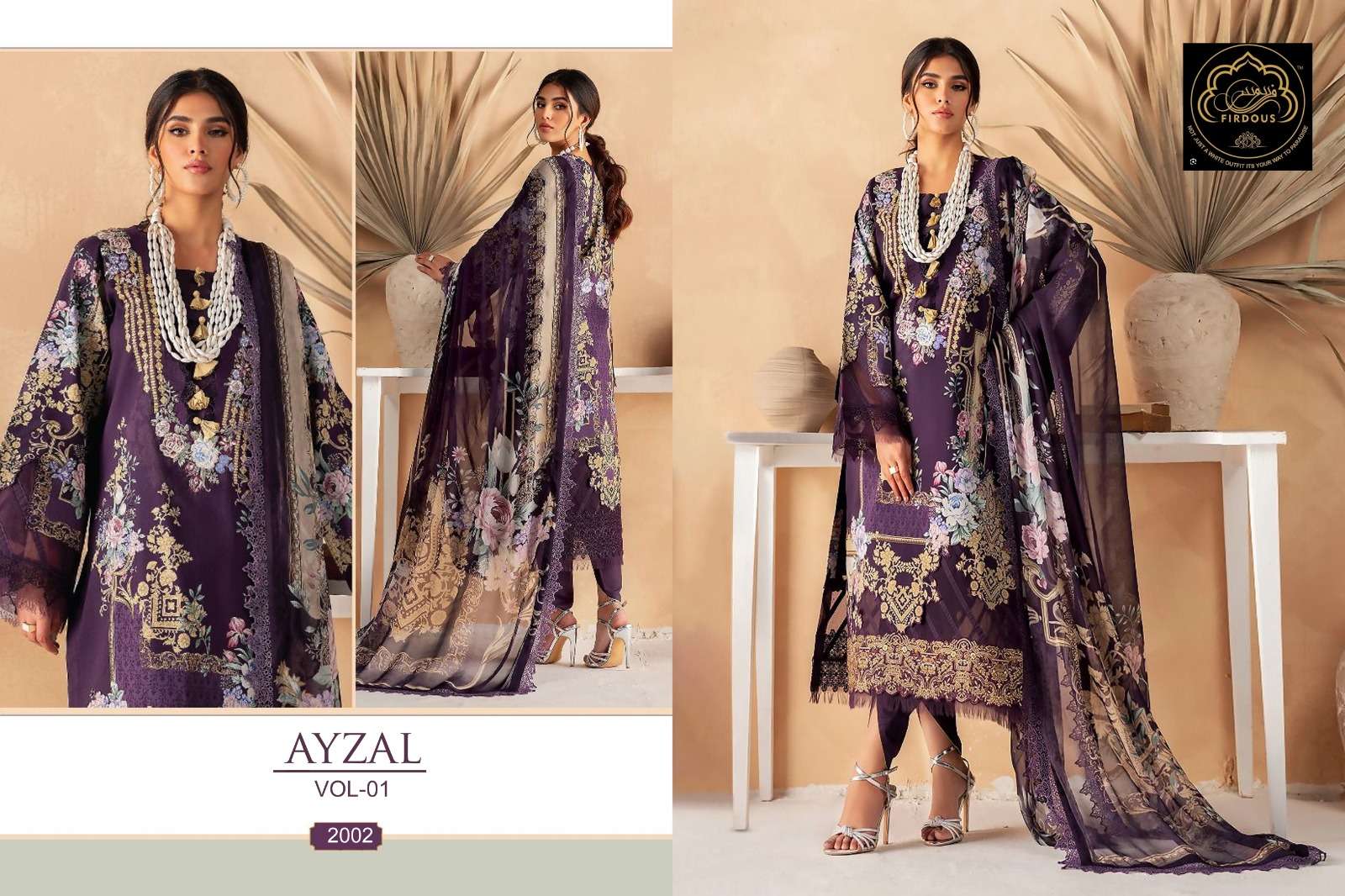 Ayzal Vol-1 By Firdous 2001 To 2003 Series Pakistani Suits Beautiful Fancy Colorful Stylish Party Wear & Occasional Wear Pure Cambric With Embroidery Dresses At Wholesale Price