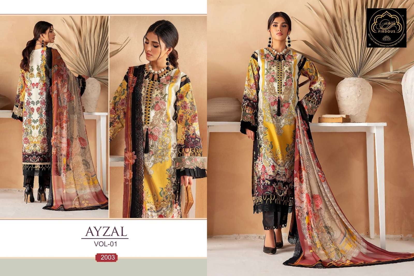 Ayzal Vol-1 By Firdous 2001 To 2003 Series Pakistani Suits Beautiful Fancy Colorful Stylish Party Wear & Occasional Wear Pure Cambric With Embroidery Dresses At Wholesale Price