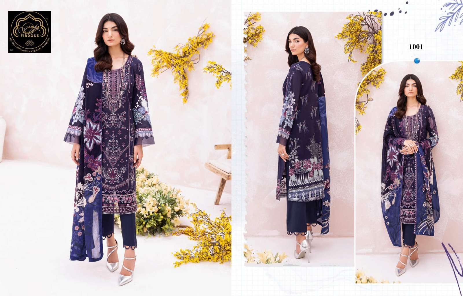 Mashaal By Firdous 1001 To 1008 Series Pakistani Suits Beautiful Fancy Colorful Stylish Party Wear & Occasional Wear Pure Cotton With Embroidery Dresses At Wholesale Price