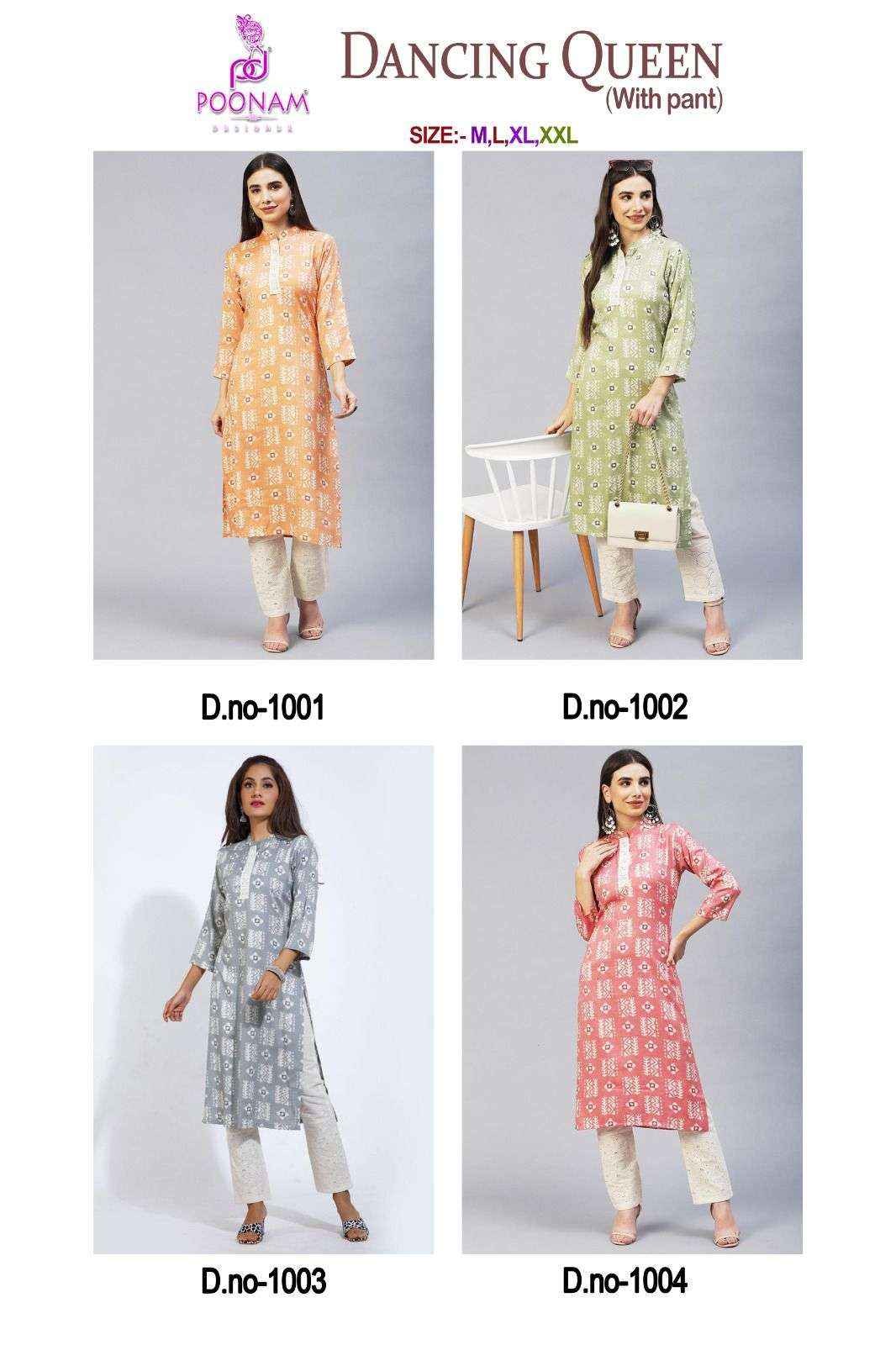 Dancing Queen By Poonam Designer 1001 To 1004 Series Beautiful Stylish Fancy Colorful Casual Wear & Ethnic Wear Soft Rayon Kurtis With Bottom At Wholesale Price