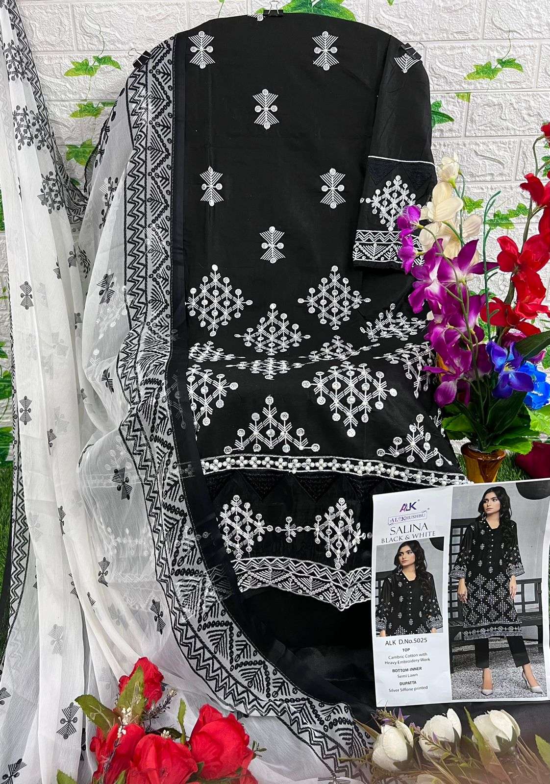 Salina By Al Khushbu 5023 To 5025 Series Beautiful Pakistani Suits Stylish Fancy Colorful Casual Wear & Ethnic Wear Cambric Cotton Embroidery Dresses At Wholesale Price