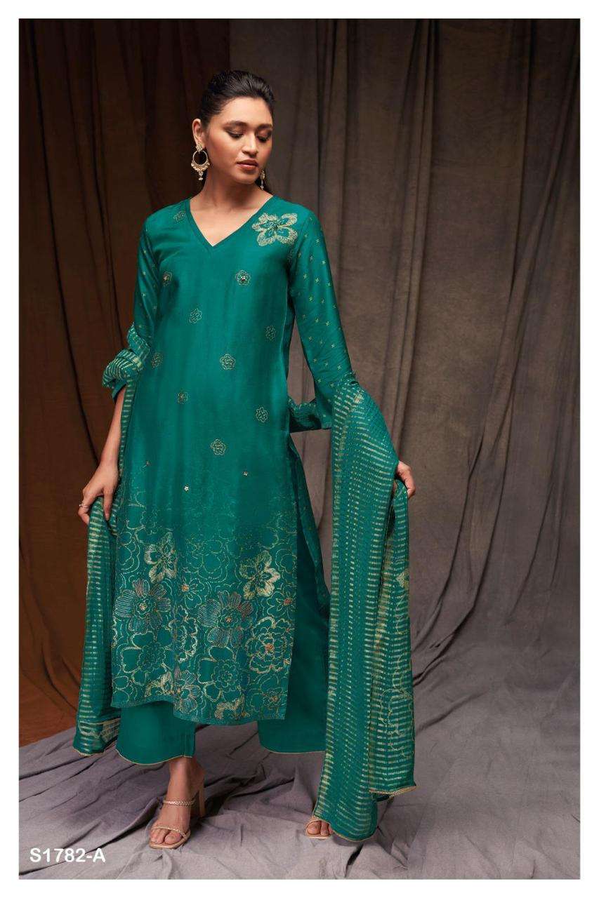 Lara-1782 By Ganga Fashion 1782-A To 1782-D Series Beautiful Stylish Festive Suits Fancy Colorful Casual Wear & Ethnic Wear & Ready To Wear Bemberg Silk Dresses At Wholesale Price