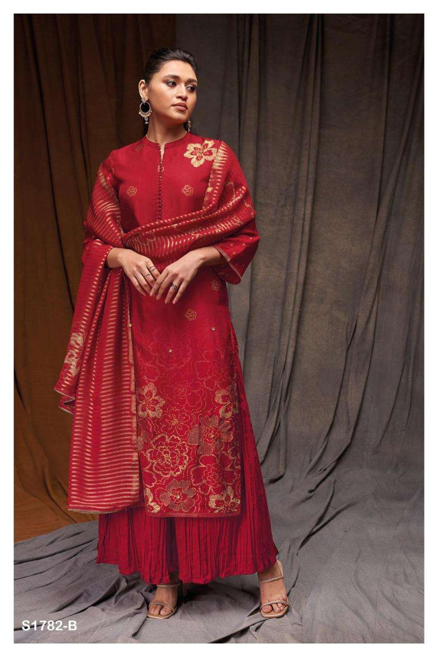 Lara-1782 By Ganga Fashion 1782-A To 1782-D Series Beautiful Stylish Festive Suits Fancy Colorful Casual Wear & Ethnic Wear & Ready To Wear Bemberg Silk Dresses At Wholesale Price