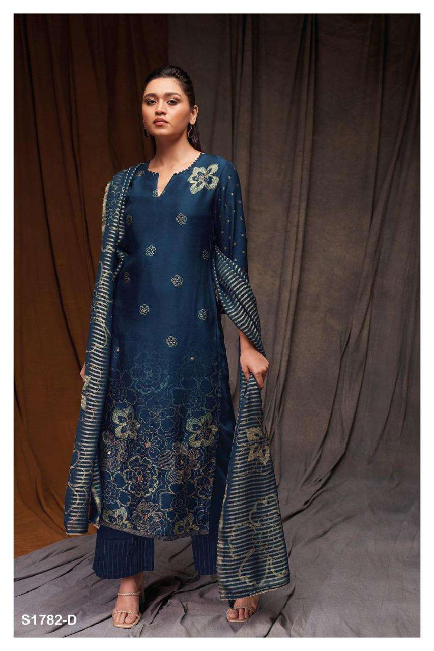Lara-1782 By Ganga Fashion 1782-A To 1782-D Series Beautiful Stylish Festive Suits Fancy Colorful Casual Wear & Ethnic Wear & Ready To Wear Bemberg Silk Dresses At Wholesale Price