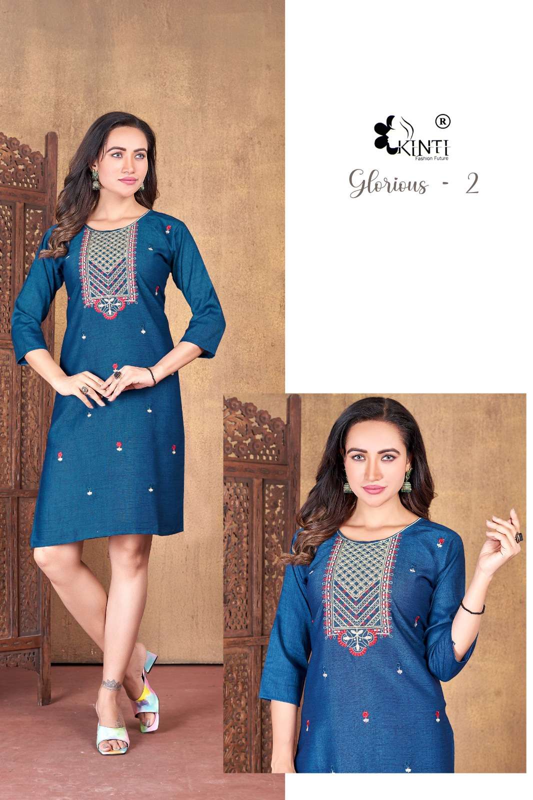 Glorious Vol-2 By Kinti 01 To 08 Series Designer Stylish Fancy Colorful Beautiful Party Wear & Ethnic Wear Collection Rayon Embroidered Kurtis At Wholesale Price