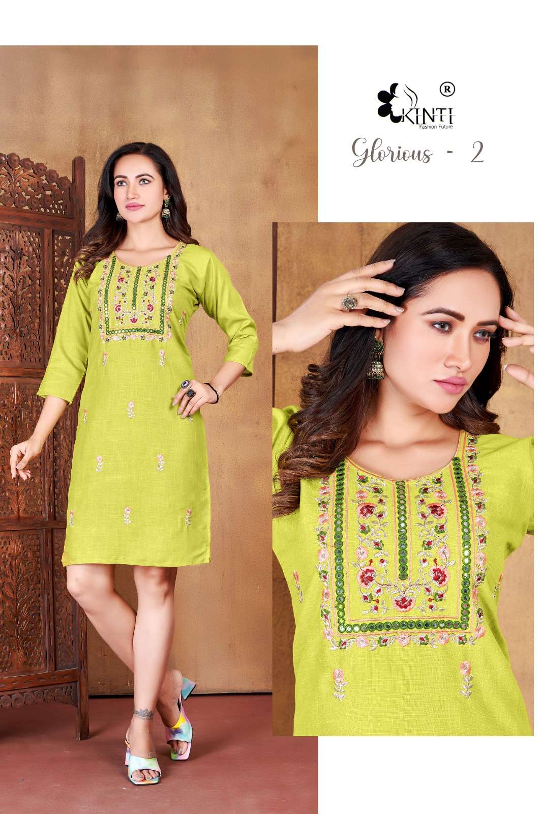 Glorious Vol-2 By Kinti 01 To 08 Series Designer Stylish Fancy Colorful Beautiful Party Wear & Ethnic Wear Collection Rayon Embroidered Kurtis At Wholesale Price