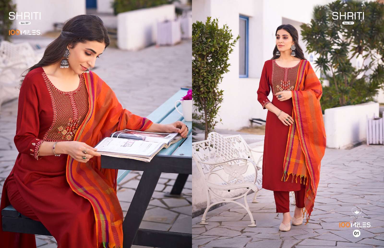 Shriti By 100 Miles 01 To 04 Series Beautiful Festive Suits Stylish Fancy Colorful Casual Wear & Ethnic Wear Pure Cotton Slub Embroidery Dresses At Wholesale Price