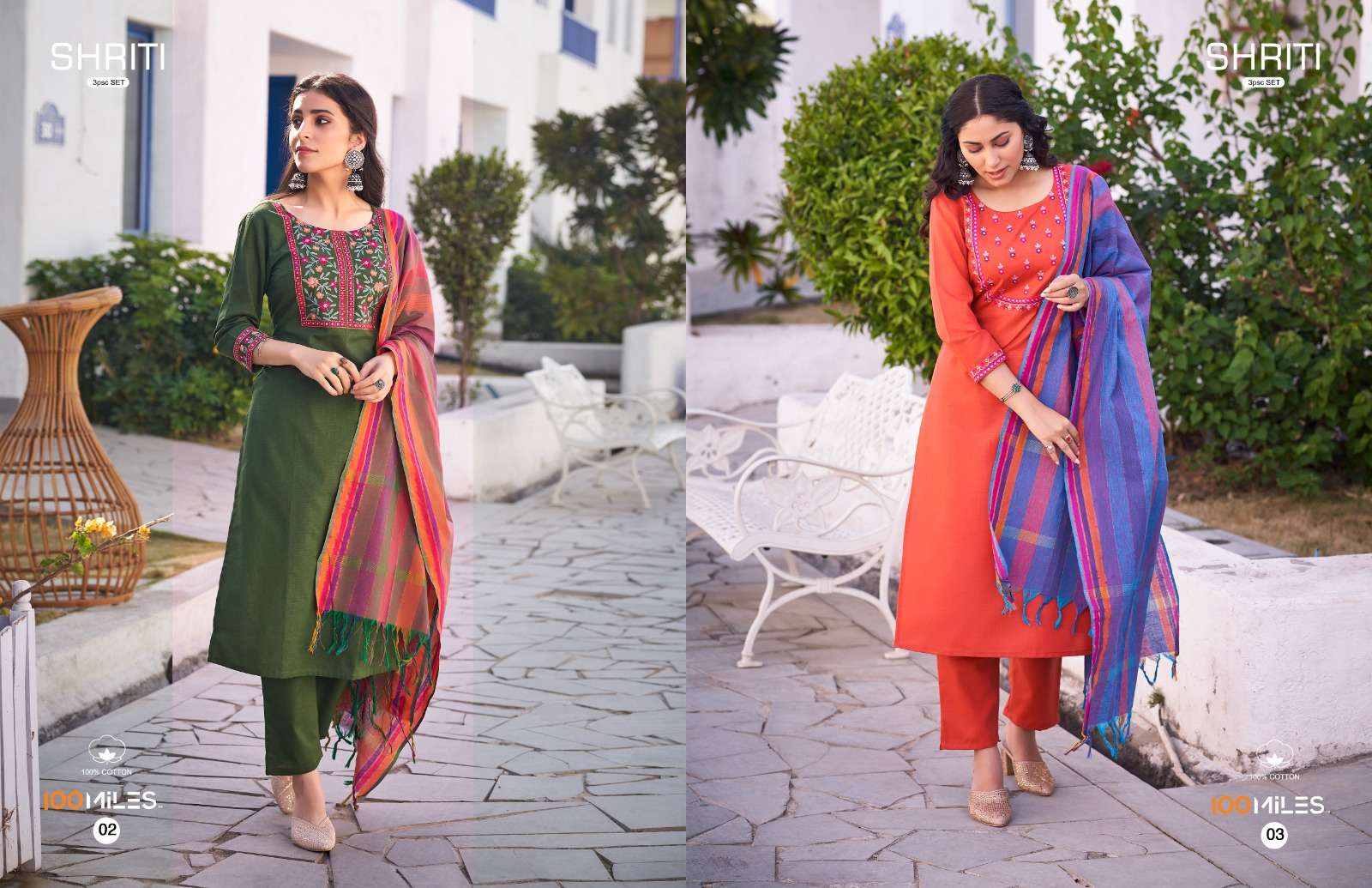 Shriti By 100 Miles 01 To 04 Series Beautiful Festive Suits Stylish Fancy Colorful Casual Wear & Ethnic Wear Pure Cotton Slub Embroidery Dresses At Wholesale Price