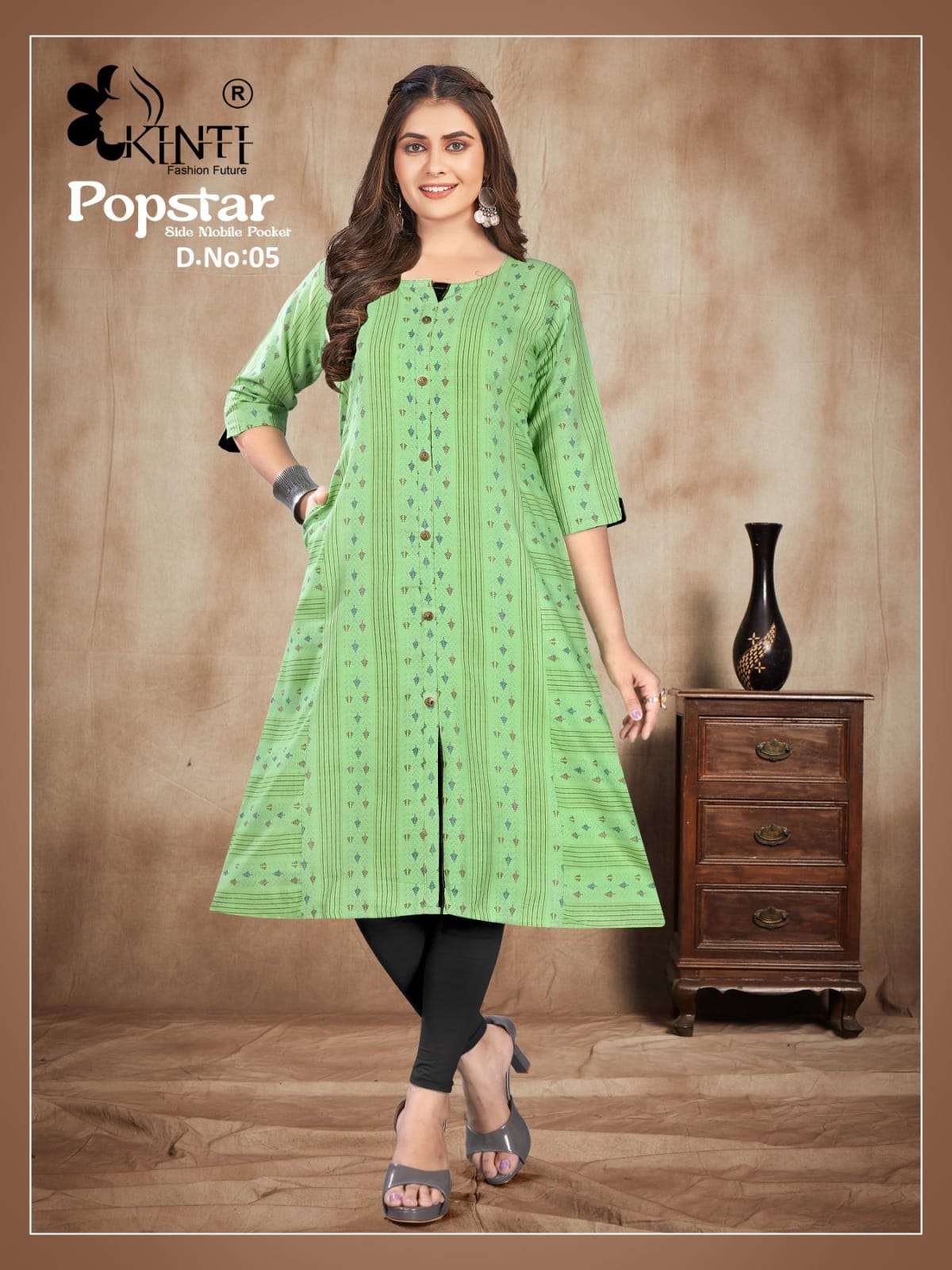 Popstar Vol-3 By Kinti 01 To 08 Series Designer Stylish Fancy Colorful Beautiful Party Wear & Ethnic Wear Collection Handloom Print Kurtis At Wholesale Price