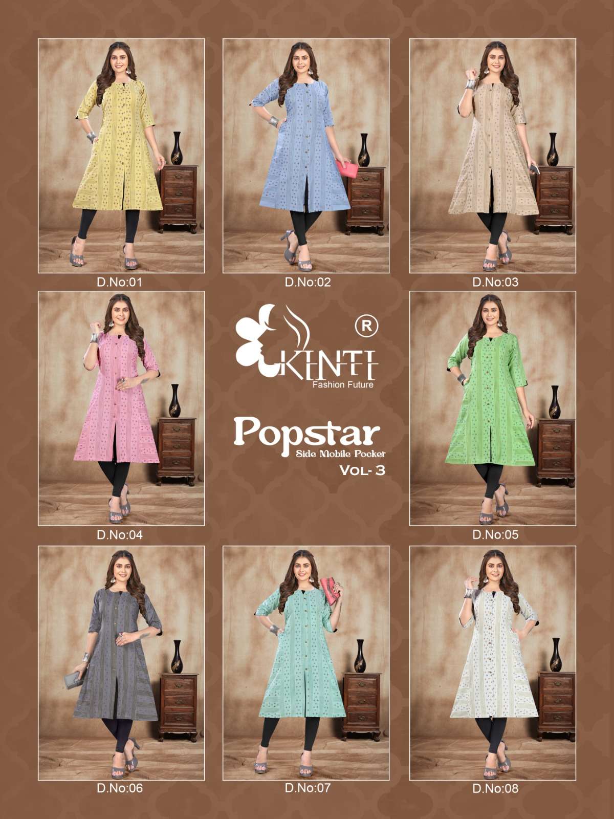 Popstar Vol-3 By Kinti 01 To 08 Series Designer Stylish Fancy Colorful Beautiful Party Wear & Ethnic Wear Collection Handloom Print Kurtis At Wholesale Price