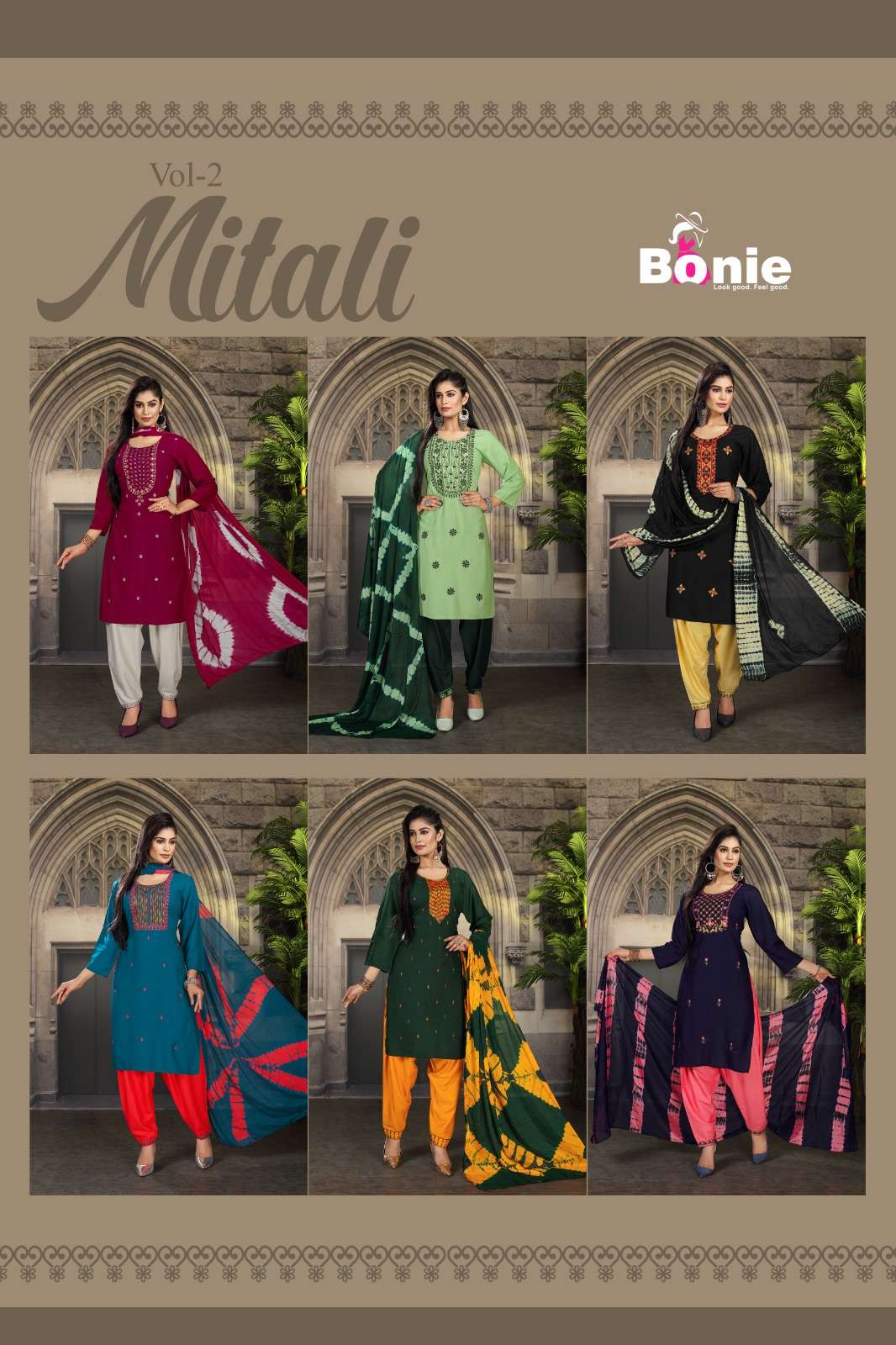 Mitali Vol-2 By Bonie 1001 To 1006 Series Beautiful Festive Suits Stylish Fancy Colorful Casual Wear & Ethnic Wear Heavy Rayon Dresses At Wholesale Price