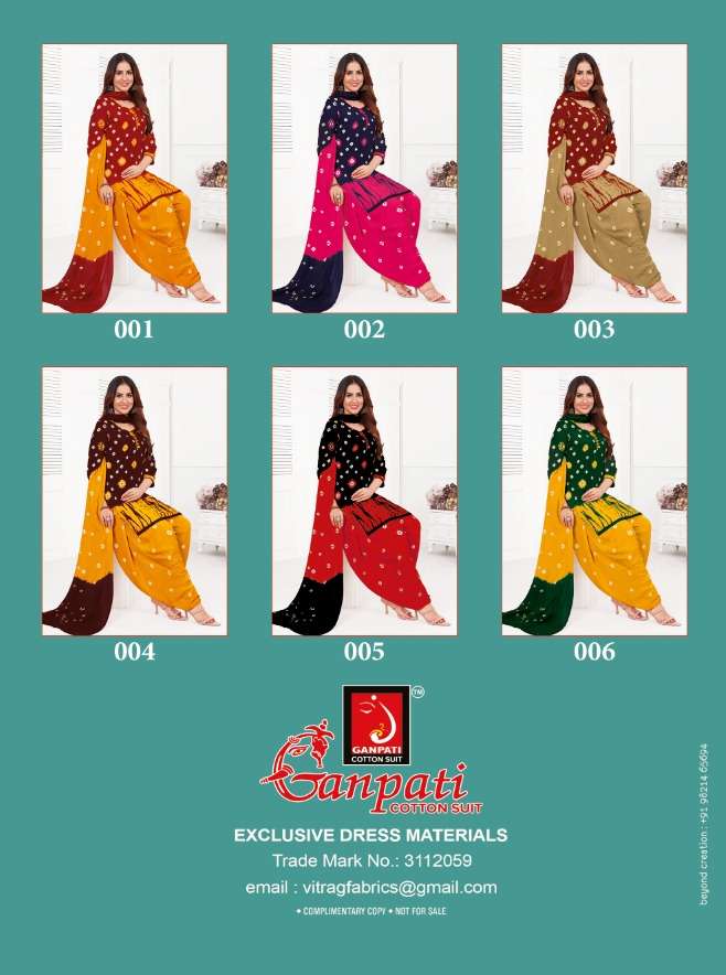 Shibori By Ganpati Cotton Suit 001 To 006 Series Beautiful Stylish Suits Fancy Colorful Casual Wear & Ethnic Wear & Ready To Wear Fancy Print Dresses At Wholesale Price