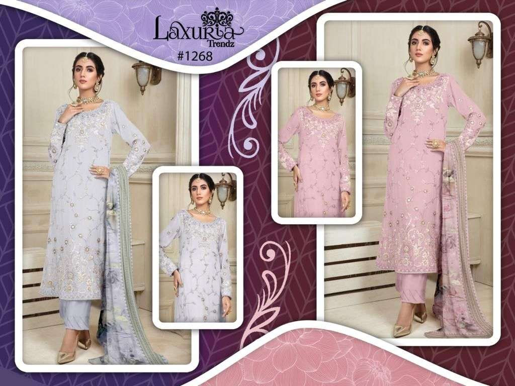 Luxuria Trendz 1268 Colours By Luxuria 1268-A To 1268-B Series Beautiful Festive Suits Colorful Stylish Fancy Casual Wear & Ethnic Wear Faux Georgette Dresses At Wholesale Price