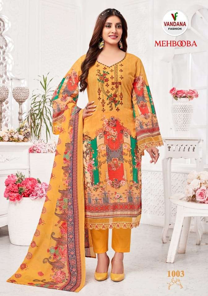 Mehbooba Vol-1 By Vandana Fashion 1001 To 1008 Series Designer Festive Suits Beautiful Fancy Stylish Colorful Party Wear & Occasional Wear Pure Cotton Print Dresses At Wholesale Price