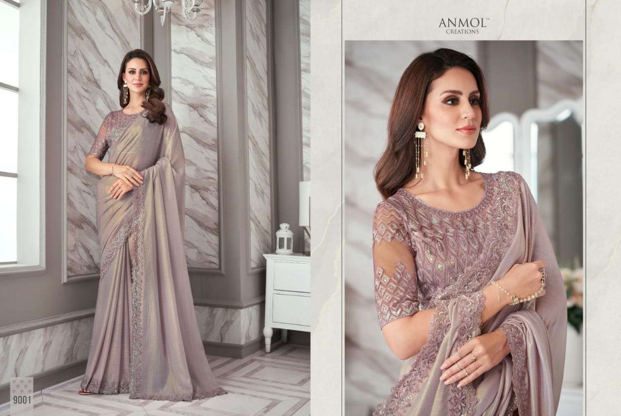 Exotique Vol-3 By Anmol Creation 9001 To 9016 Series Indian Traditional Wear Collection Beautiful Stylish Fancy Colorful Party Wear & Occasional Wear Georgette/Chiffon/Satin Silk Sarees At Wholesale Price