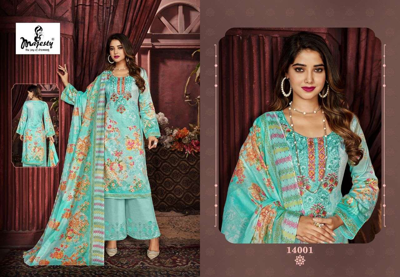 Maria.B. Lawn-14 By Majesty 14001 To 14006 Series Designer Pakistani Suits Beautiful Stylish Fancy Colorful Party Wear & Occasional Wear Jam Cotton Print Dresses At Wholesale Price