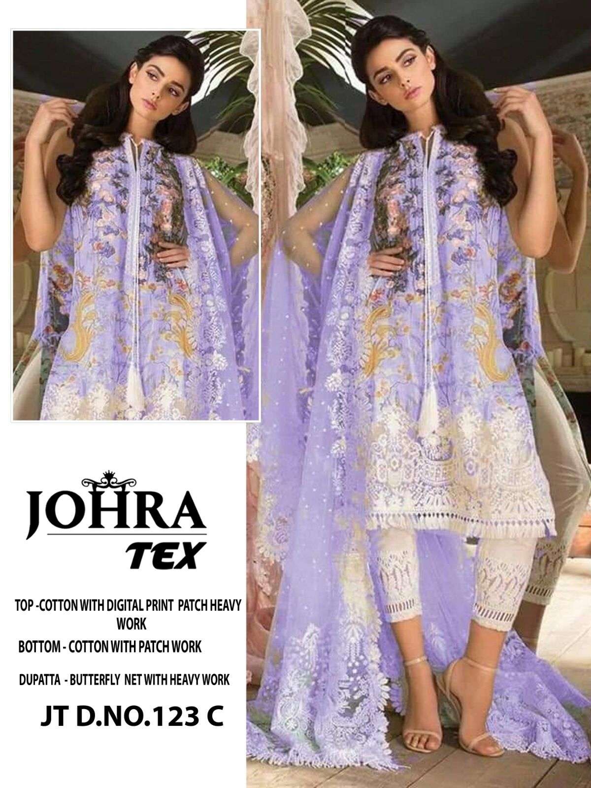 Johra Hit Design 123 Colours By Johra Tex 123-A To 123-C Series Pakistani Suits Beautiful Fancy Colorful Stylish Party Wear & Occasional Wear Pure Cotton With Embroidery Dresses At Wholesale Price
