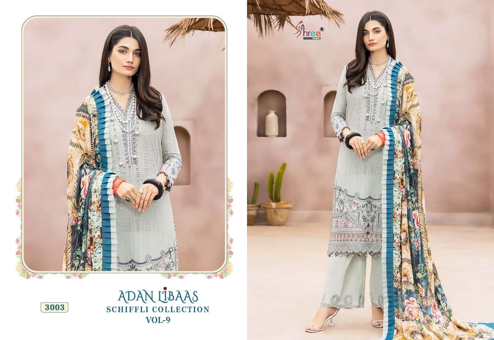 Adan Libaas Schiffon Collection Vol-9 Nx By Shree Fabs Designer Pakistani Suits Beautiful Fancy Stylish Colorful Party Wear & Occasional Wear Pure Cotton With Embroidery Dresses At Wholesale Price