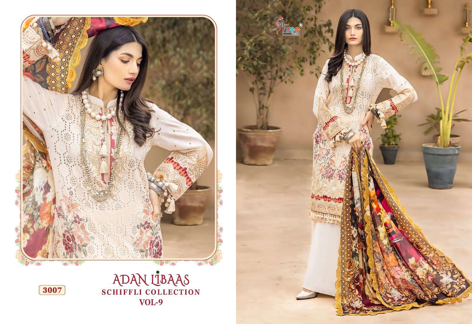 Adan Libaas Schiffon Collection Vol-9 Nx By Shree Fabs Designer Pakistani Suits Beautiful Fancy Stylish Colorful Party Wear & Occasional Wear Pure Cotton With Embroidery Dresses At Wholesale Price