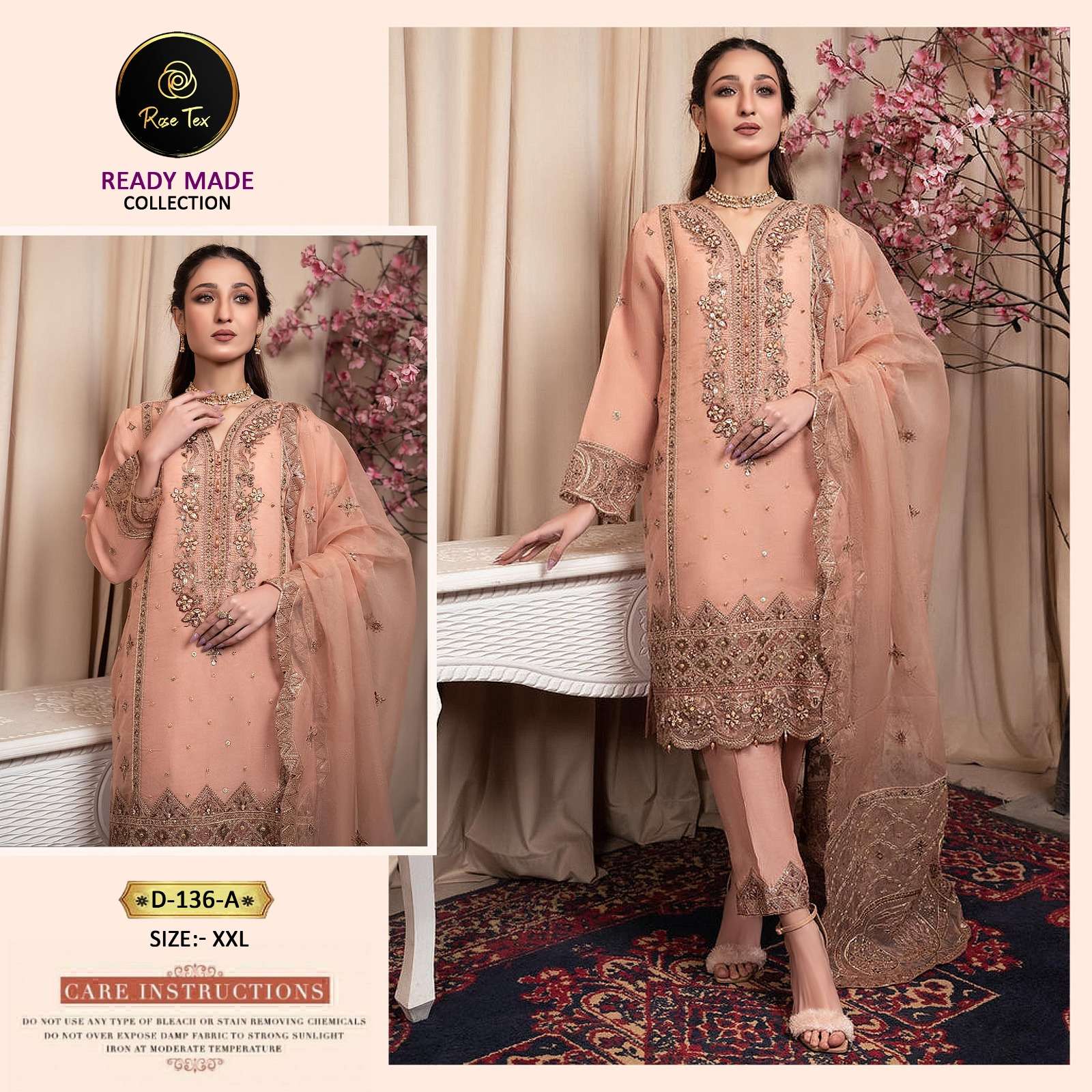 Rose Tex 136 Colours By Rose Tex 136-A To 136-D Series Beautiful Pakistani Suits Stylish Colorful Fancy Casual Wear & Ethnic Wear Pure Organza Embroidered Dresses At Wholesale Price