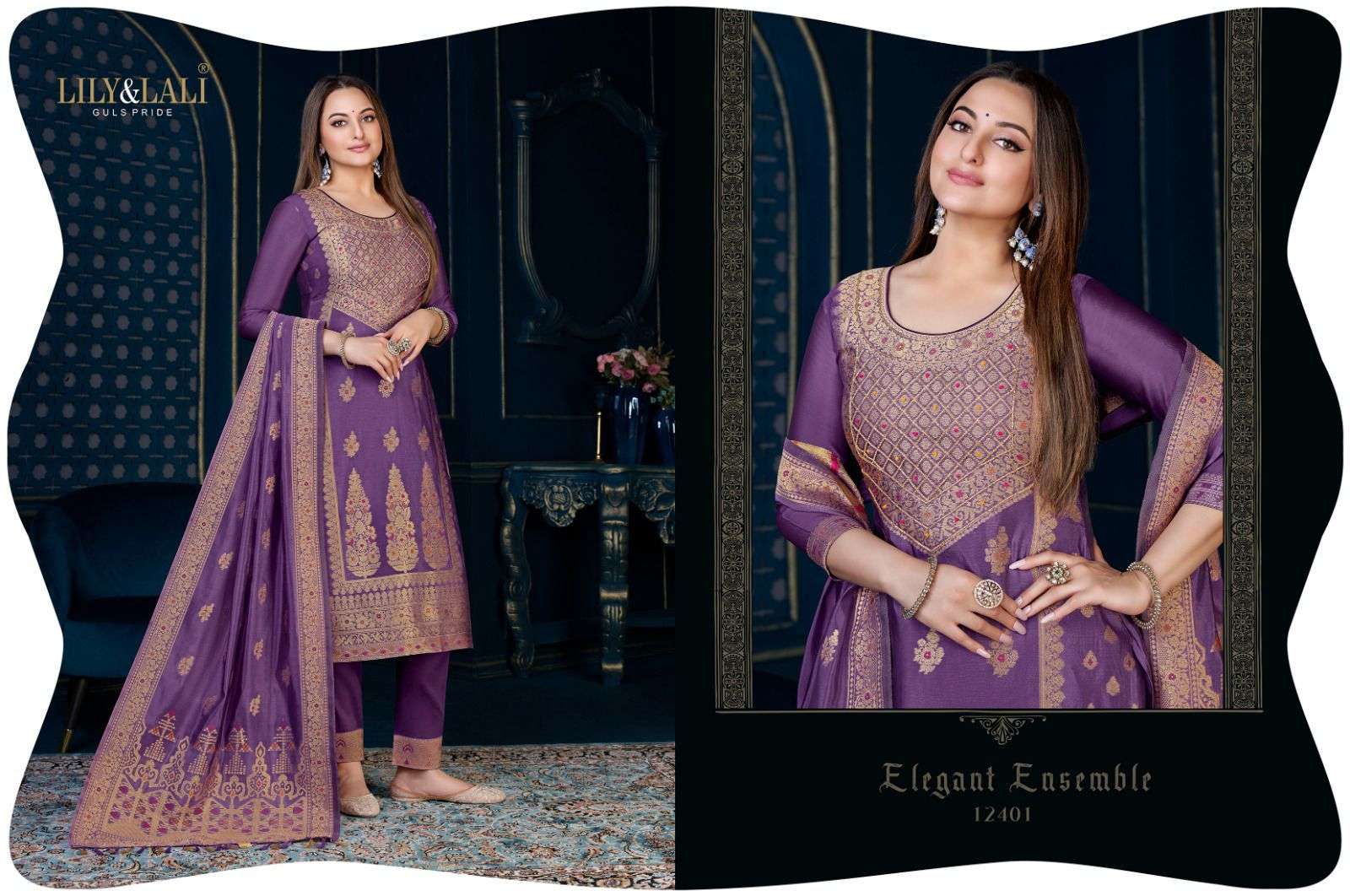Silk Kari Vol-3 By Lily And Lali 12401 To 12408 Series Beautiful Stylish Festive Suits Fancy Colorful Casual Wear & Ethnic Wear & Ready To Wear Pure Organza Jacquard With Work Dresses At Wholesale Price