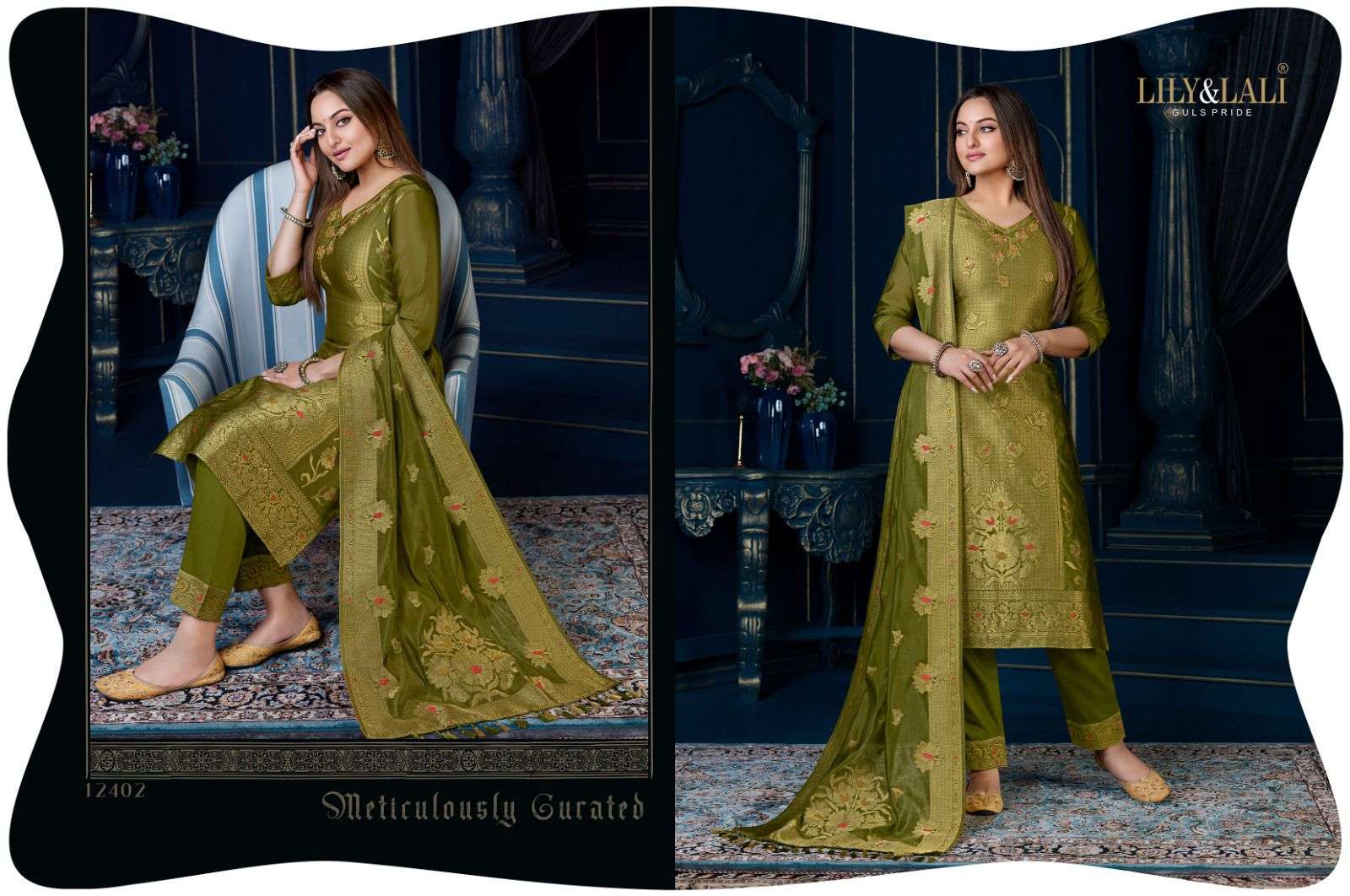 Silk Kari Vol-3 By Lily And Lali 12401 To 12408 Series Beautiful Stylish Festive Suits Fancy Colorful Casual Wear & Ethnic Wear & Ready To Wear Pure Organza Jacquard With Work Dresses At Wholesale Price