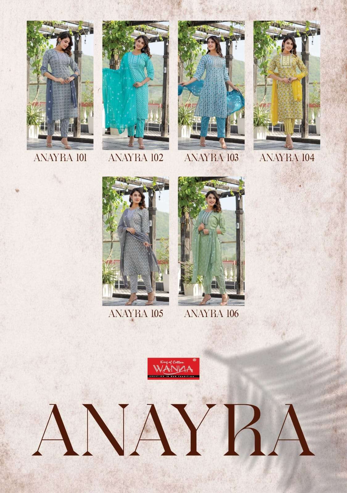 Anayra By Wanna 101 To 106 Series Beautiful Stylish Festive Suits Fancy Colorful Casual Wear & Ethnic Wear & Ready To Wear Cambric Cotton With Work Dresses At Wholesale Price