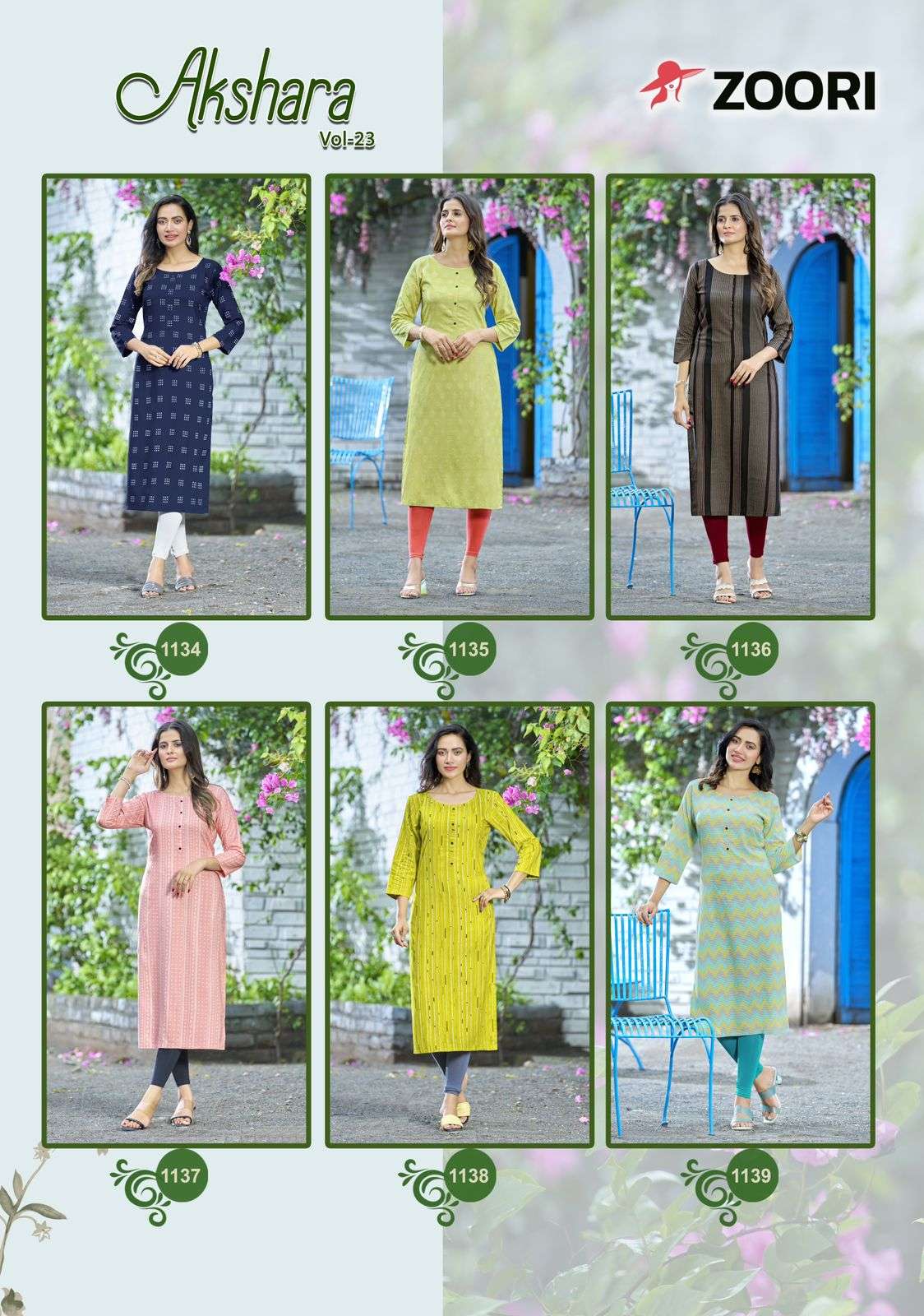 Akshara Vol-23 By Zoori 1134 To 1139 Series Designer Stylish Fancy Colorful Beautiful Party Wear & Ethnic Wear Collection Rayon Print Kurtis At Wholesale Price