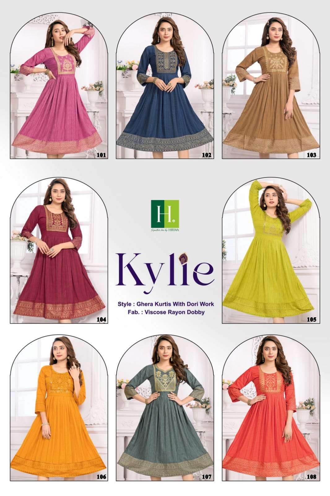 Kylie By Hirwa 101 To 108 Series Designer Stylish Fancy Colorful Beautiful Party Wear & Ethnic Wear Collection Viscose Rayon Print Kurtis At Wholesale Price