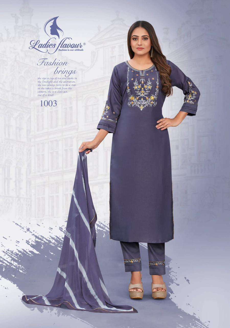 Noori By Ladies Flavour 1001 To 1006 Series Beautiful Suits Colorful Stylish Fancy Casual Wear & Ethnic Wear Heavy Chinnon Embroidered Dresses At Wholesale Price