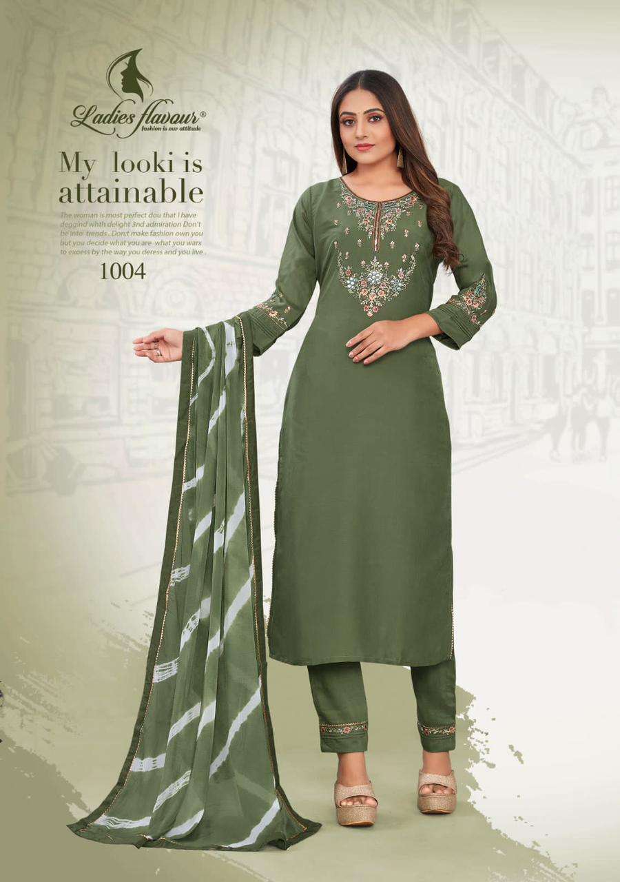 Noori By Ladies Flavour 1001 To 1006 Series Beautiful Suits Colorful Stylish Fancy Casual Wear & Ethnic Wear Heavy Chinnon Embroidered Dresses At Wholesale Price