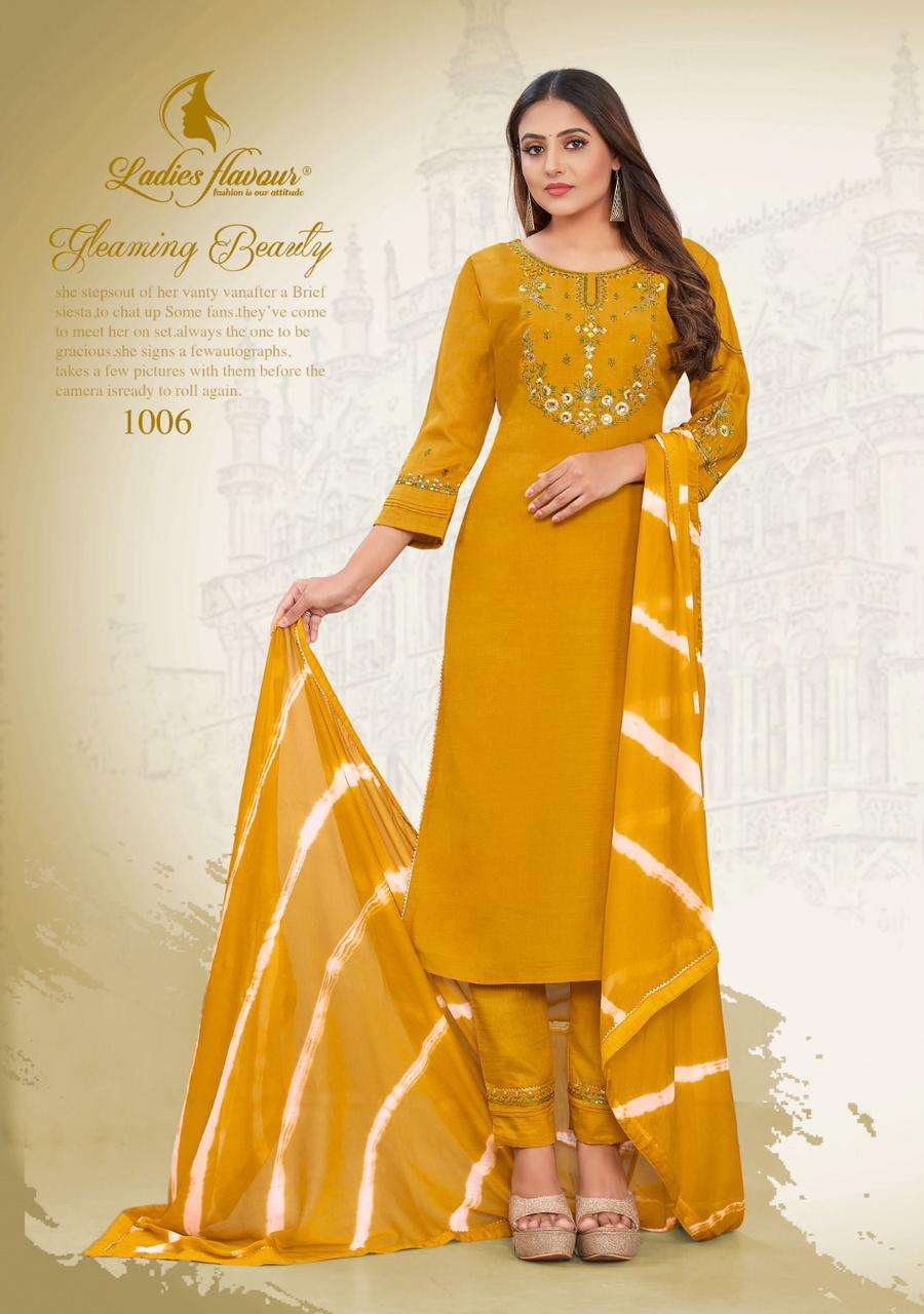 Noori By Ladies Flavour 1001 To 1006 Series Beautiful Suits Colorful Stylish Fancy Casual Wear & Ethnic Wear Heavy Chinnon Embroidered Dresses At Wholesale Price