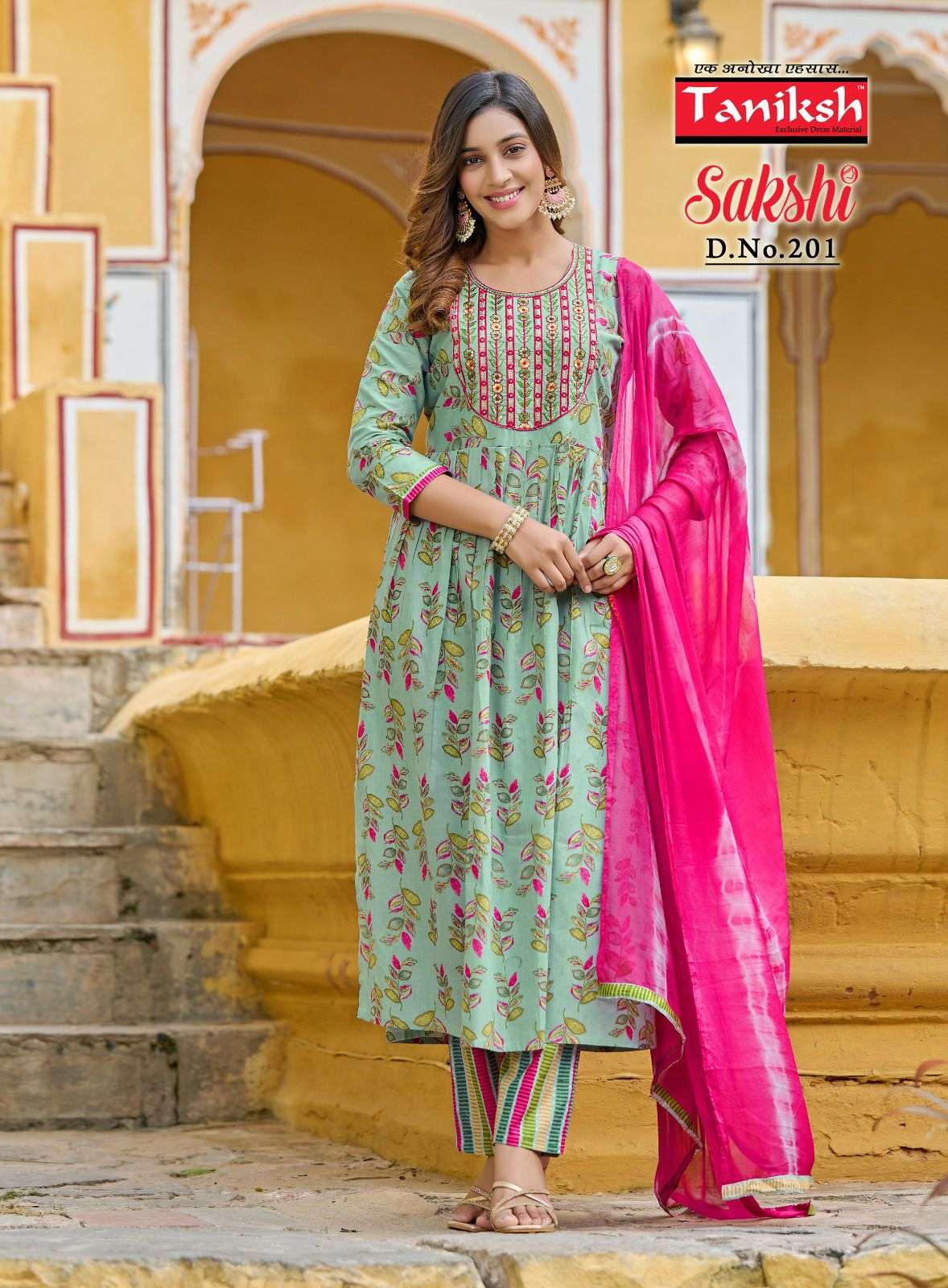 Sakshi Vol-2 By Taniksh 201 To 208 Series Beautiful Suits Colorful Stylish Fancy Casual Wear & Ethnic Wear Pure Cotton Embroidered Dresses At Wholesale Price