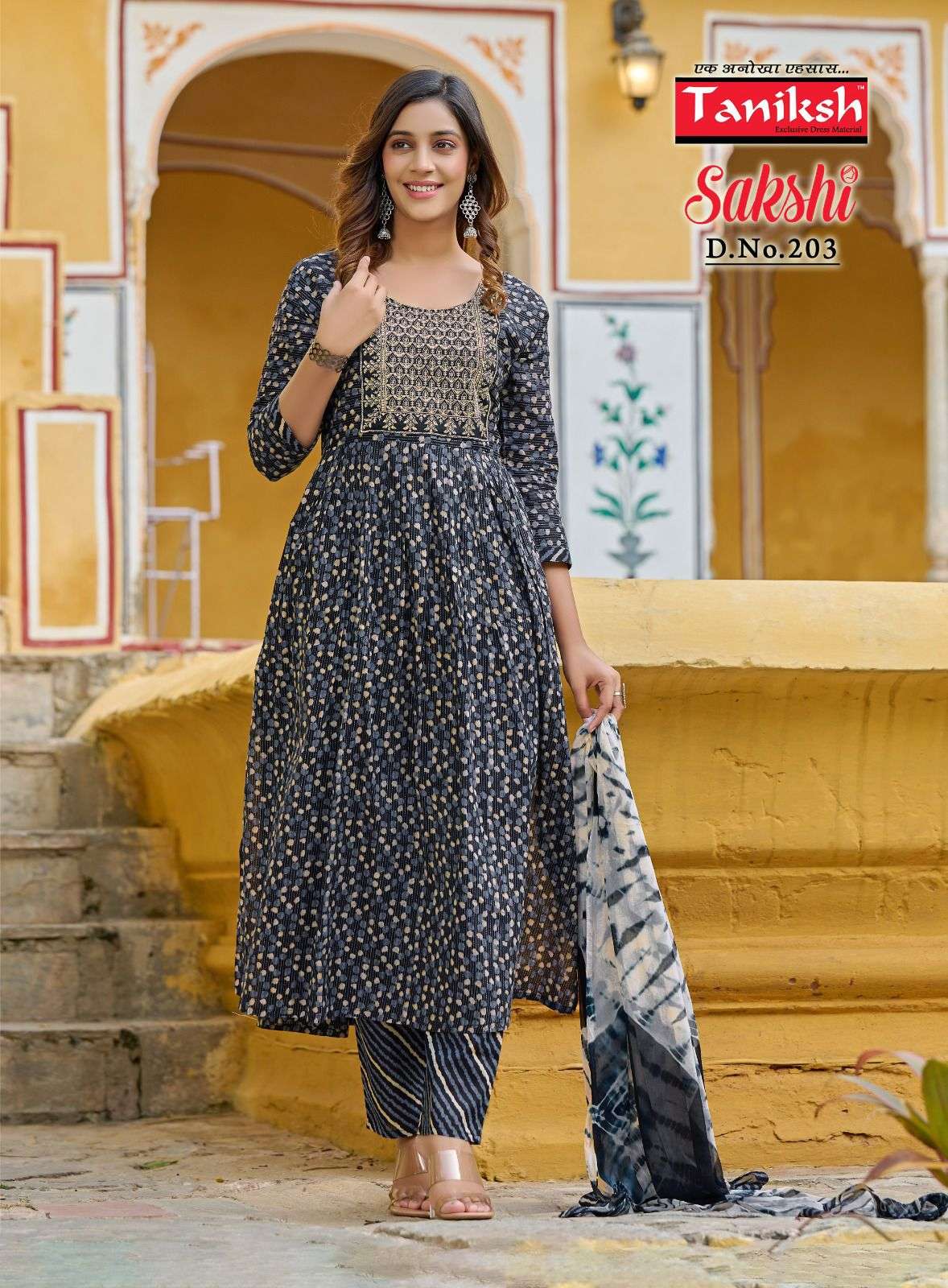 Sakshi Vol-2 By Taniksh 201 To 208 Series Beautiful Suits Colorful Stylish Fancy Casual Wear & Ethnic Wear Pure Cotton Embroidered Dresses At Wholesale Price