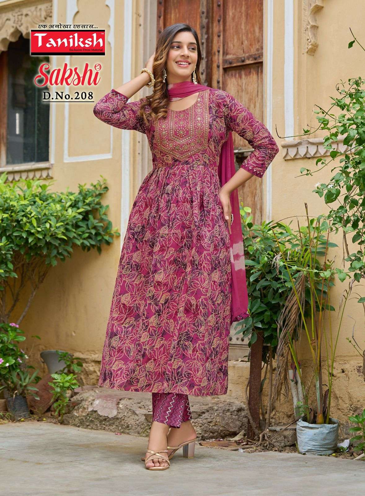 Sakshi Vol-2 By Taniksh 201 To 208 Series Beautiful Suits Colorful Stylish Fancy Casual Wear & Ethnic Wear Pure Cotton Embroidered Dresses At Wholesale Price