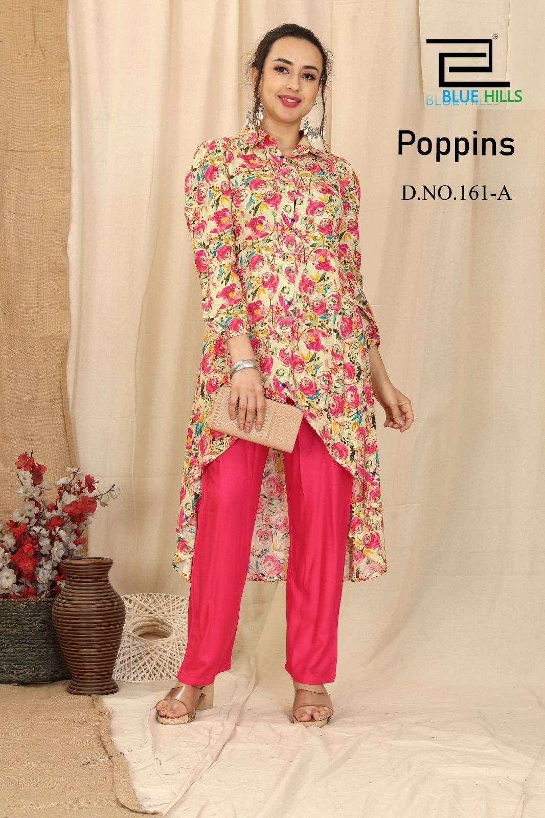 Poppins By Blue Hills 161-A To 161-D Series Designer Stylish Fancy Colorful Beautiful Party Wear & Ethnic Wear Collection Rayon Print Tops With Bottom At Wholesale Price