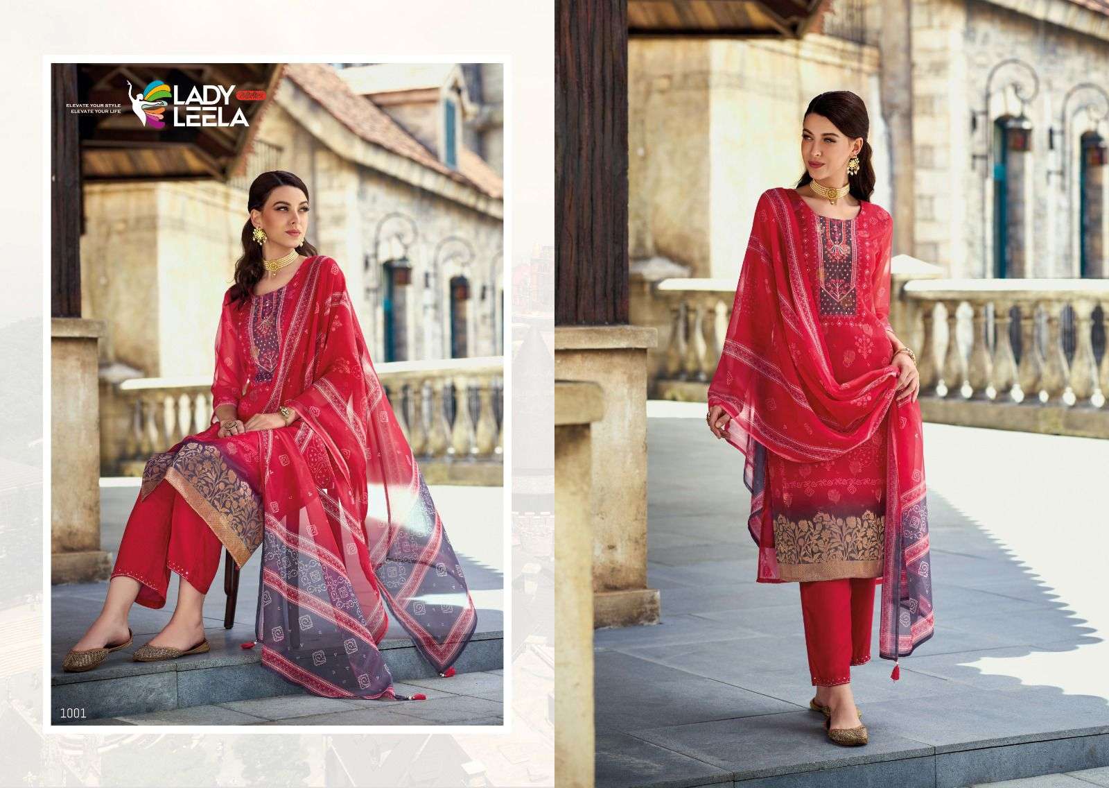Hinaaz By Lady Leela 1001 To 1004 Series Beautiful Stylish Festive Suits Fancy Colorful Casual Wear & Ethnic Wear & Ready To Wear Viscose Organza Jacquard Dresses At Wholesale Price