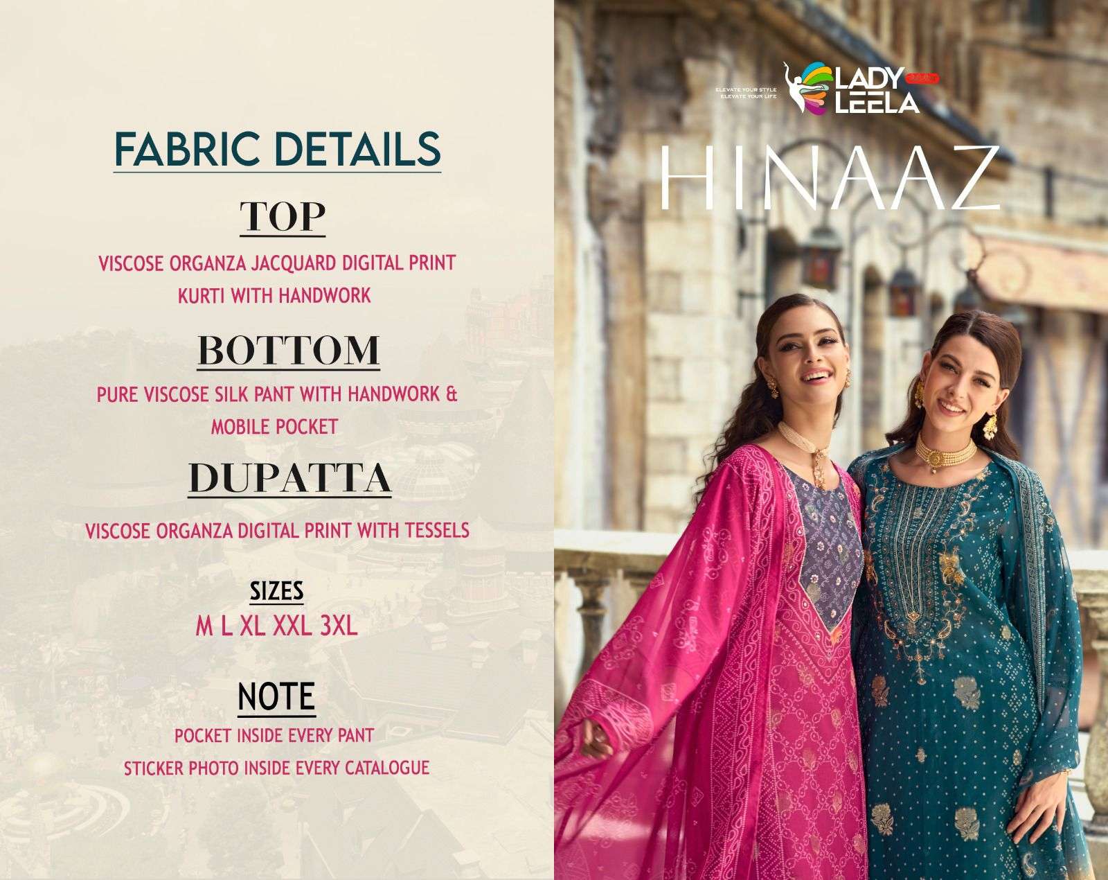 Hinaaz By Lady Leela 1001 To 1004 Series Beautiful Stylish Festive Suits Fancy Colorful Casual Wear & Ethnic Wear & Ready To Wear Viscose Organza Jacquard Dresses At Wholesale Price