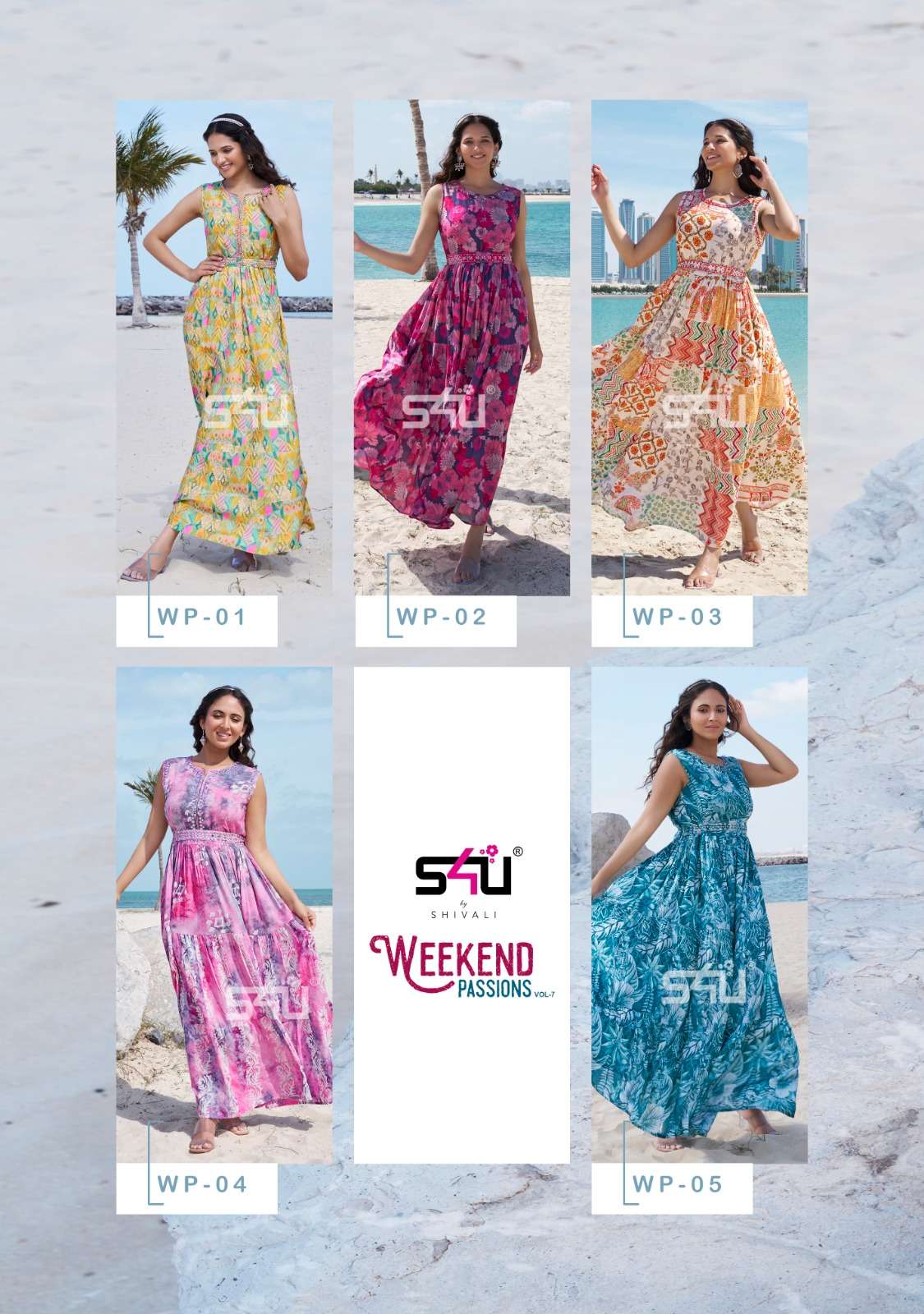Weekend Passion Vol-7 By S4U Fashion 01 To 05 Series Beautiful Stylish Fancy Colorful Casual Wear & Ethnic Wear Rayon Print Gowns At Wholesale Price